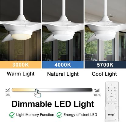 Iluminación de ventilador de techo de 6 velocidades de 52 pulgadas con control de voz y APP remoto