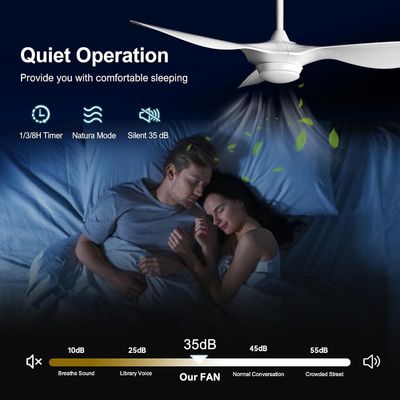Iluminación de ventilador de techo de 6 velocidades de 52 pulgadas con control de voz y APP remoto
