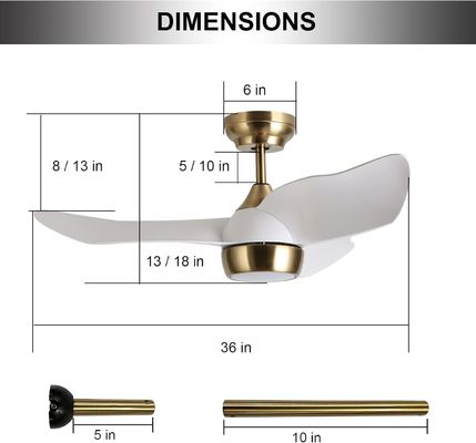 Ventilador de techo blanco inteligente con 6 velocidades ajustables y control de voz