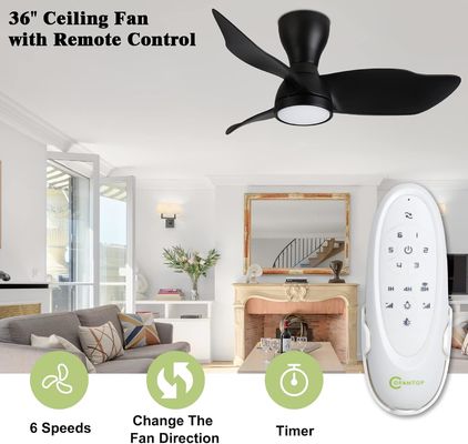 Un elegante ventilador de techo de 36 pulgadas de motor de CC con control inteligente y compatible con Alexa / Google Assistant