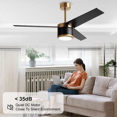 Ventilador de techo WIFI inteligente en blanco negro oro 52 pulgadas de brillo completo