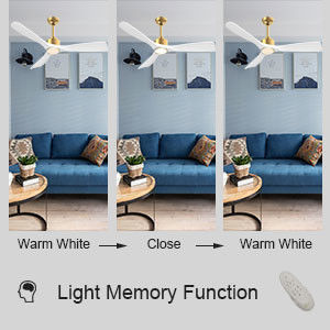 52 Ventilador de techo con luz apagable ABS Blanco cálido Blanco natural Blanco fresco Blanco
