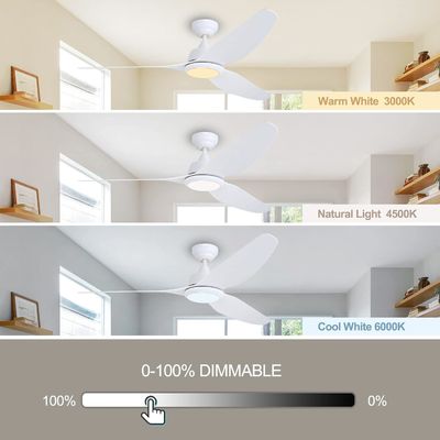 Ventilador de techo silencioso de 56 pulgadas con motor y iluminación de CC
