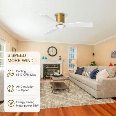 3000K Negro ventilador de techo de 52 pulgadas con motor de CC reversible eficiente