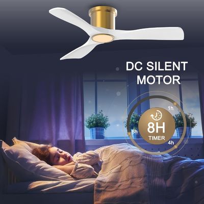 3000K Negro ventilador de techo de 52 pulgadas con motor de CC reversible eficiente