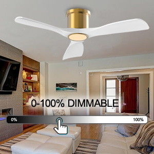3000K Negro ventilador de techo de 52 pulgadas con motor de CC reversible eficiente