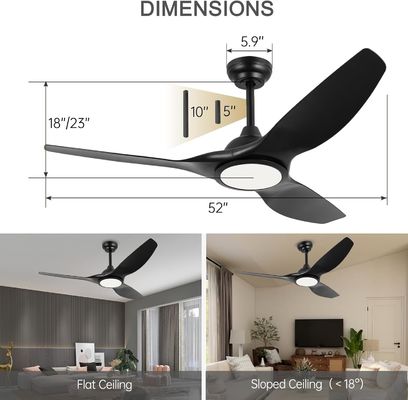 Ventilador de 52 pulgadas con luz 3 temperatura de color para el dormitorio alto CFM ventilador de techo