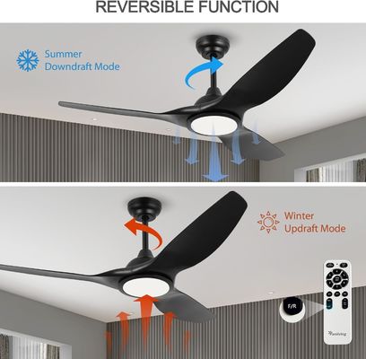 Ventilador de 52 pulgadas con luz 3 temperatura de color para el dormitorio alto CFM ventilador de techo