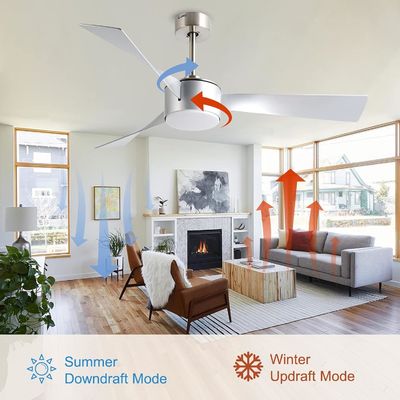 Iluminación de ventilador de techo de plata de 52 pulgadas con control remoto