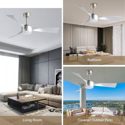 Iluminación de ventilador de techo de plata de 52 pulgadas con control remoto