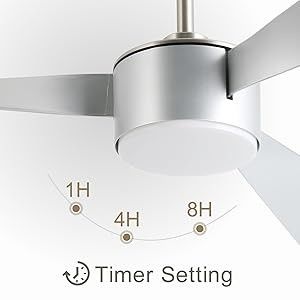 Iluminación de ventilador de techo de plata de 52 pulgadas con control remoto