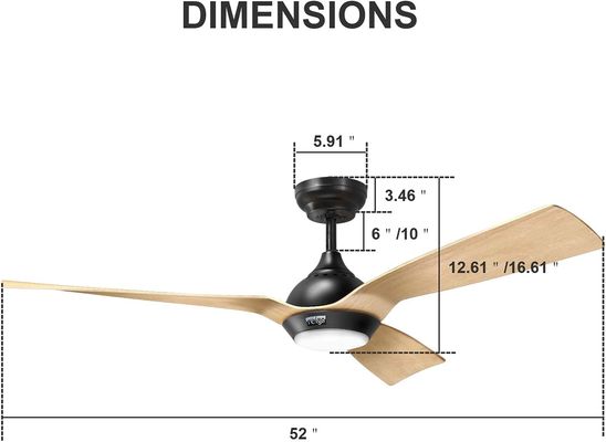 52 pulgadas ventilador de techo de diseño aerodinámico exterior Downrod montaje ventilador de techo con luz