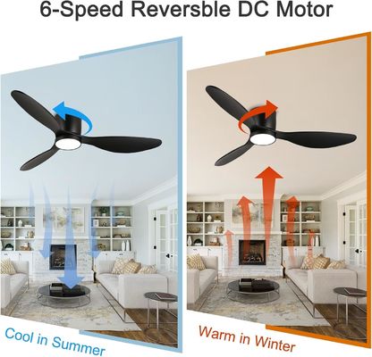 Blanco Negro Oro 52 ventilador de techo con función de ahorro de energía