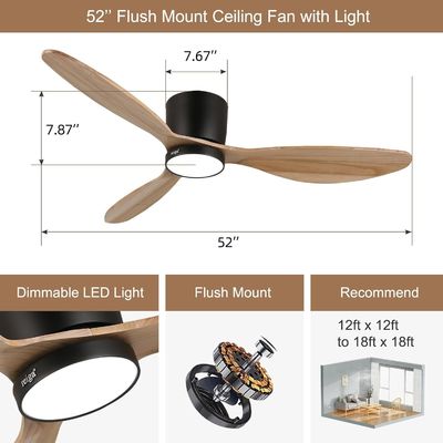 Iluminación de ventilador de techo de 52 pulgadas con función de ahorro de energía