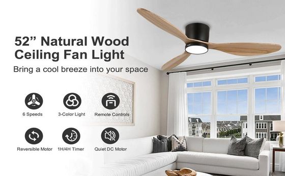Iluminación de ventilador de techo de 52 pulgadas con función de ahorro de energía