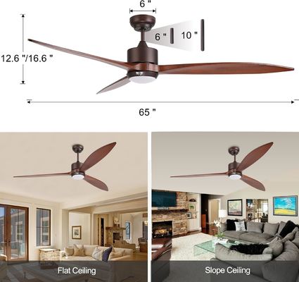 65 Luz de ventilador de techo contemporáneo con control de voz y luz LED atenuable
