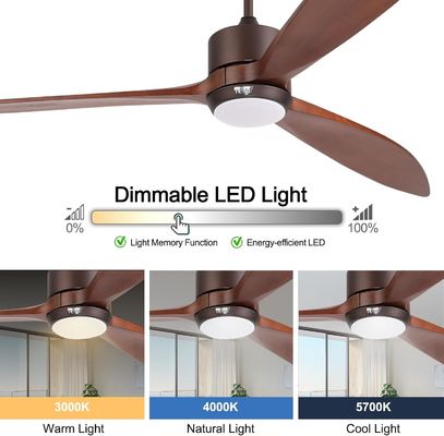65 Luz de ventilador de techo contemporáneo con control de voz y luz LED atenuable