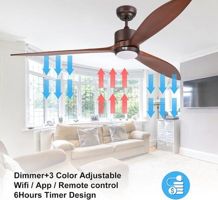 65 Luz de ventilador de techo contemporáneo con control de voz y luz LED atenuable
