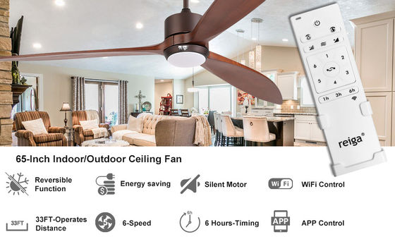 65 Luz de ventilador de techo contemporáneo con control de voz y luz LED atenuable