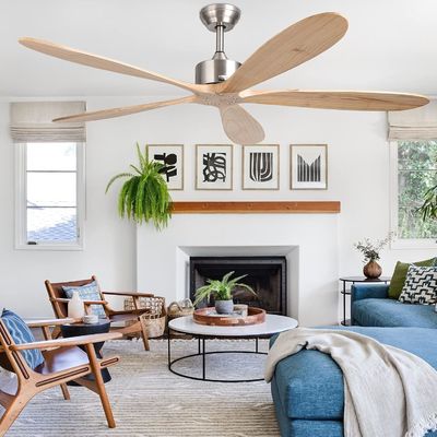 Ventilador de techo inteligente con luz silenciosa y ahorro de energía 6 velocidades de elección compatible con Alexa / Google Home
