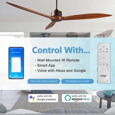 6 velocidades Alexa Control de voz ABS Smart DC Motor ventilador de techo con iluminación en oro Negro Blanco