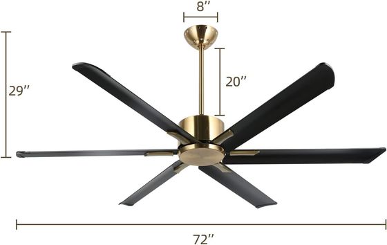 Ventilador de techo inteligente de 72 pulgadas con luces en acabado negro / blanco / dorado
