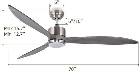 Ventilador de techo silencioso con motor de corriente continua con control inteligente de APP, luz LED de 3 colores atenuable y opción de 6 velocidades