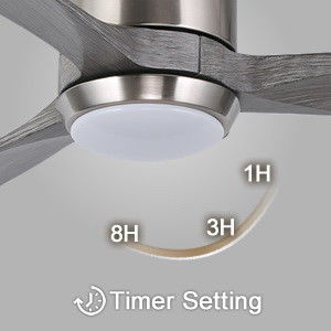 Ventilador de techo silencioso con motor de corriente continua con control inteligente de APP, luz LED de 3 colores atenuable y opción de 6 velocidades