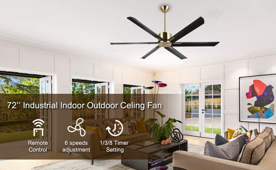 Ventilador de techo inteligente de 72 pulgadas con luces en acabado negro / blanco / dorado