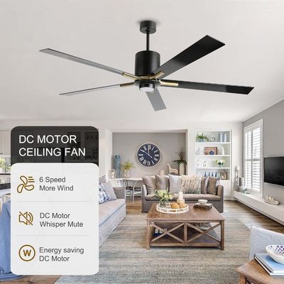 Blanco motor de corriente continua silenciosa lámina ventilador de techo luz 72 pulgadas con 3 velocidades de cambio de color