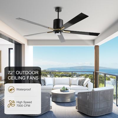 Blanco motor de corriente continua silenciosa lámina ventilador de techo luz 72 pulgadas con 3 velocidades de cambio de color