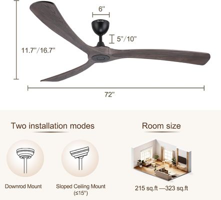 Ventilador de techo inteligente de 6 velocidades con luz controlada por Alexa
