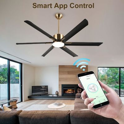 Ventilador de techo moderno inteligente de 72 pulgadas con luz en ABS blanco