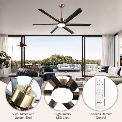 Ventilador de techo moderno inteligente de 72 pulgadas con luz en ABS blanco