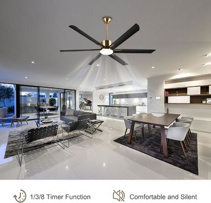 Ventilador de techo moderno inteligente de 72 pulgadas con luz en ABS blanco