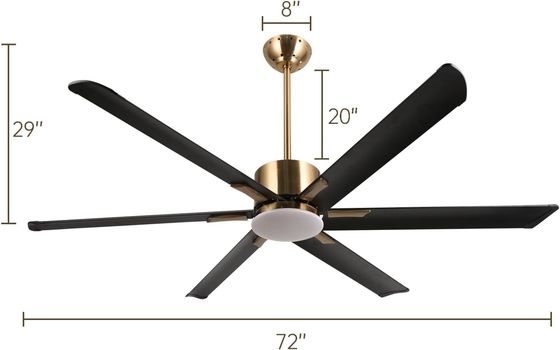 Ventilador de techo moderno inteligente de 72 pulgadas con luz en ABS blanco