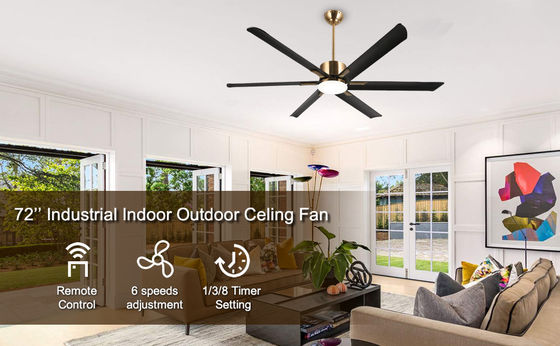 Ventilador de techo moderno inteligente de 72 pulgadas con luz en ABS blanco