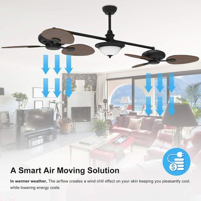 Ventilador de techo inteligente de 86 pulgadas moderno con kit de luz y motor CC de 3 velocidades