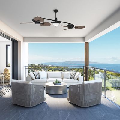 Ventilador de techo inteligente de 86 pulgadas moderno con kit de luz y motor CC de 3 velocidades