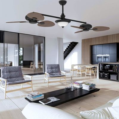 Ventilador de techo inteligente de 86 pulgadas moderno con kit de luz y motor CC de 3 velocidades