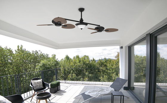Ventilador de techo inteligente de 86 pulgadas moderno con kit de luz y motor CC de 3 velocidades