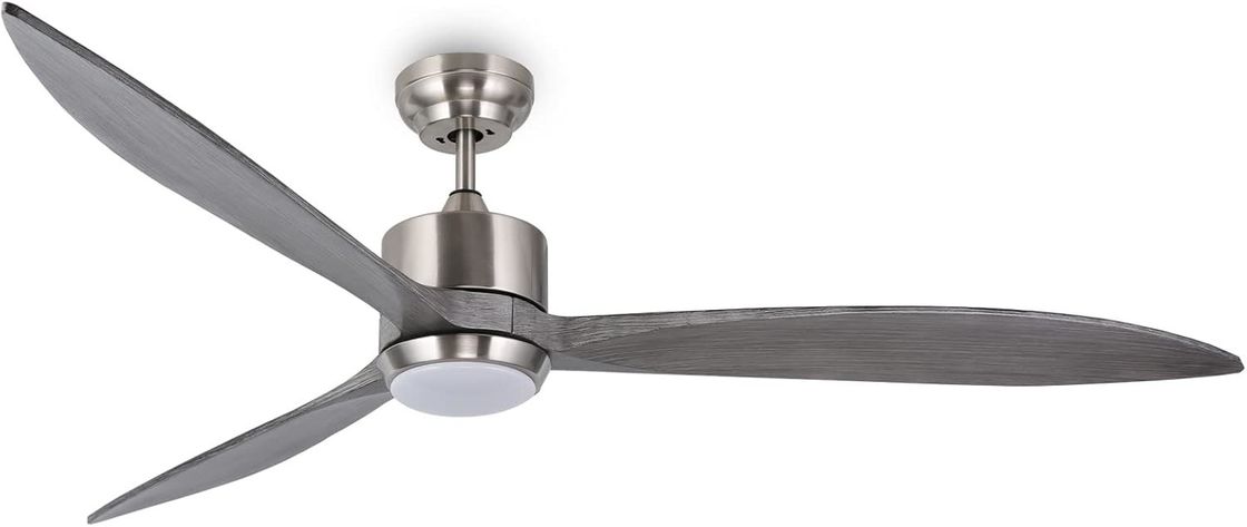 Ventilador de techo silencioso con motor de corriente continua con control inteligente de APP, luz LED de 3 colores atenuable y opción de 6 velocidades